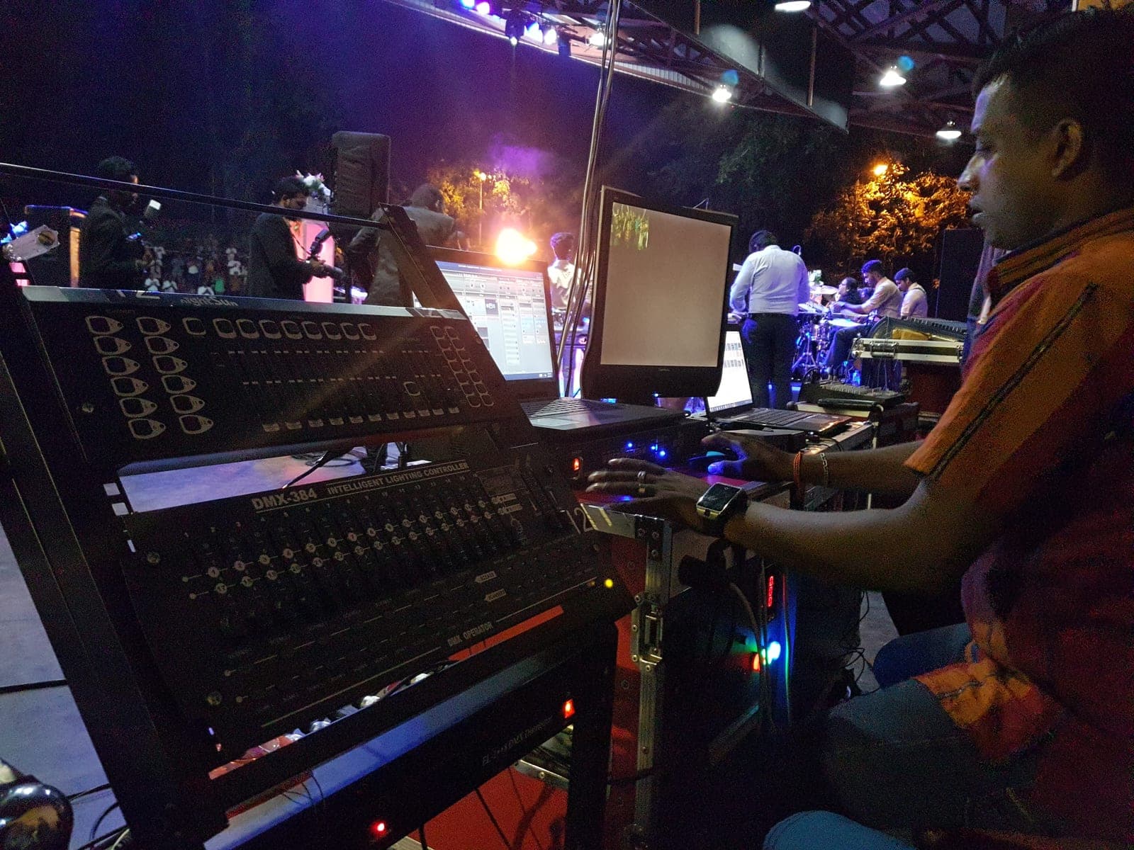 Digital sound-mixing console at a live event