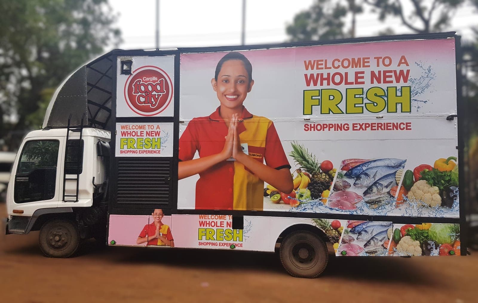 Cargills Food City branded truck, 'Welcome to a whole new fresh shopping experience'